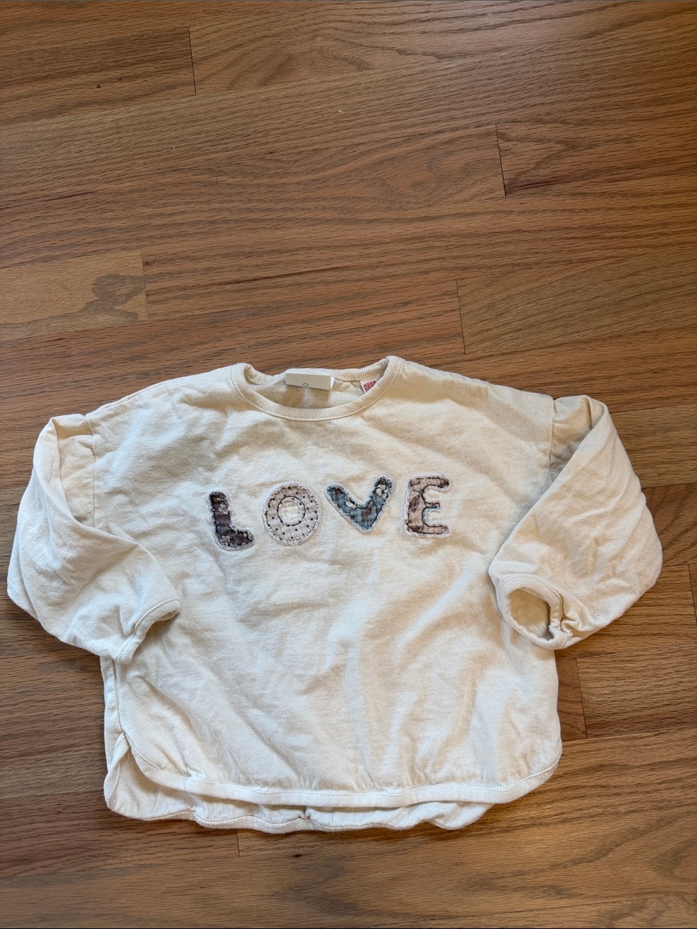 Zara Cream Toddler Girl Pullover with 'LOVE' Appliqué 18M